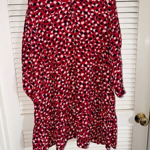 Free Assembly Dress Stylish Red and Black Midi Dress